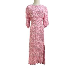 Olivia Bonas Two Tone Ditsy Floral Pink Midi Dress